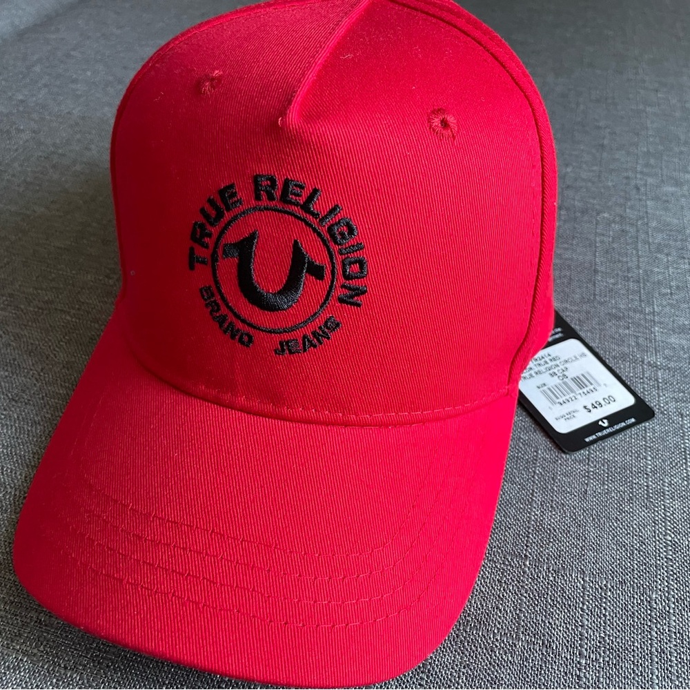 True Religion Brand Jeans Embroidered Trucker Hat Red